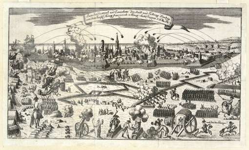 Obraz pod tytułem "Bombardowanie Gdańska 26 V 1807 r. "