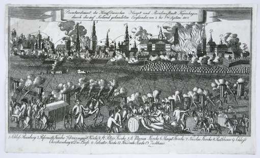 Obraz pod tytułem "Bombardowanie Kopenhagi 2–5 IX 1807 r. "