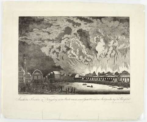 Obraz pod tytułem "Pożar Królewca w nocy z 14 na 15 VI 1811 r. "