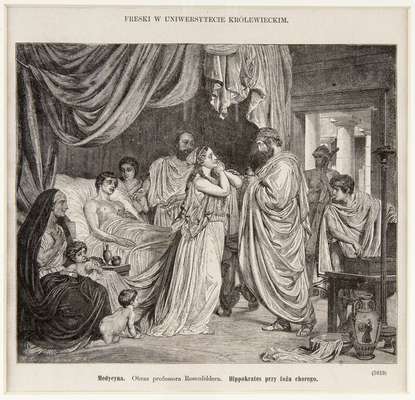 Obraz pod tytułem "Hippokrates przy łożu chorego. "
