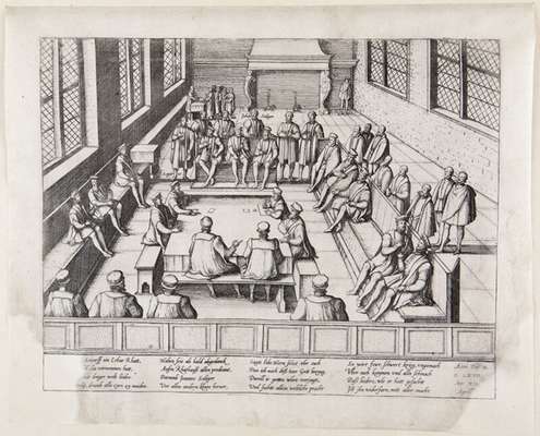 Obraz pod tytułem "Posiedzenie konsystorza w Antorff"