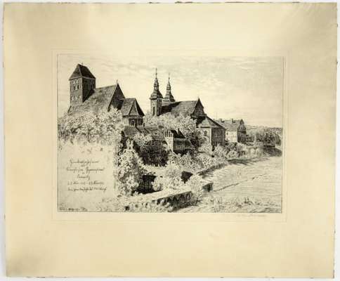 Obraz pod tytułem "Widok fary i klasztoru pojezuickiego w Chojnicach"