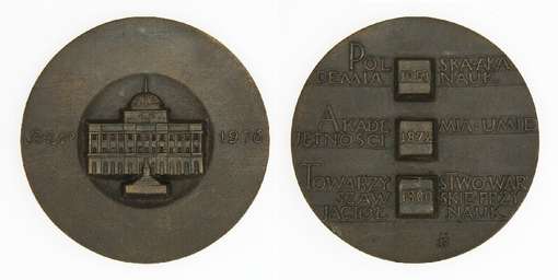 Obraz pod tytułem "Medal nadany przez PAN W. Niewiadomskiemu (25-lecie PAN)"