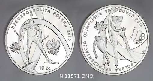Obraz pod tytułem "moneta - 10 zł. Polska reprezentacja olimpijska - Vancouver 2010"