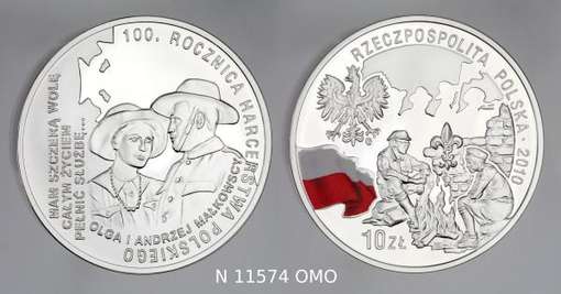 Obraz pod tytułem "moneta - 10 zł. 100 rocznica Harcerstwa Polskiego"