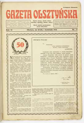 Obraz pod tytułem "Gazeta Olsztyńska - specjalne wydanie z 1 kwietnia 1936 r."